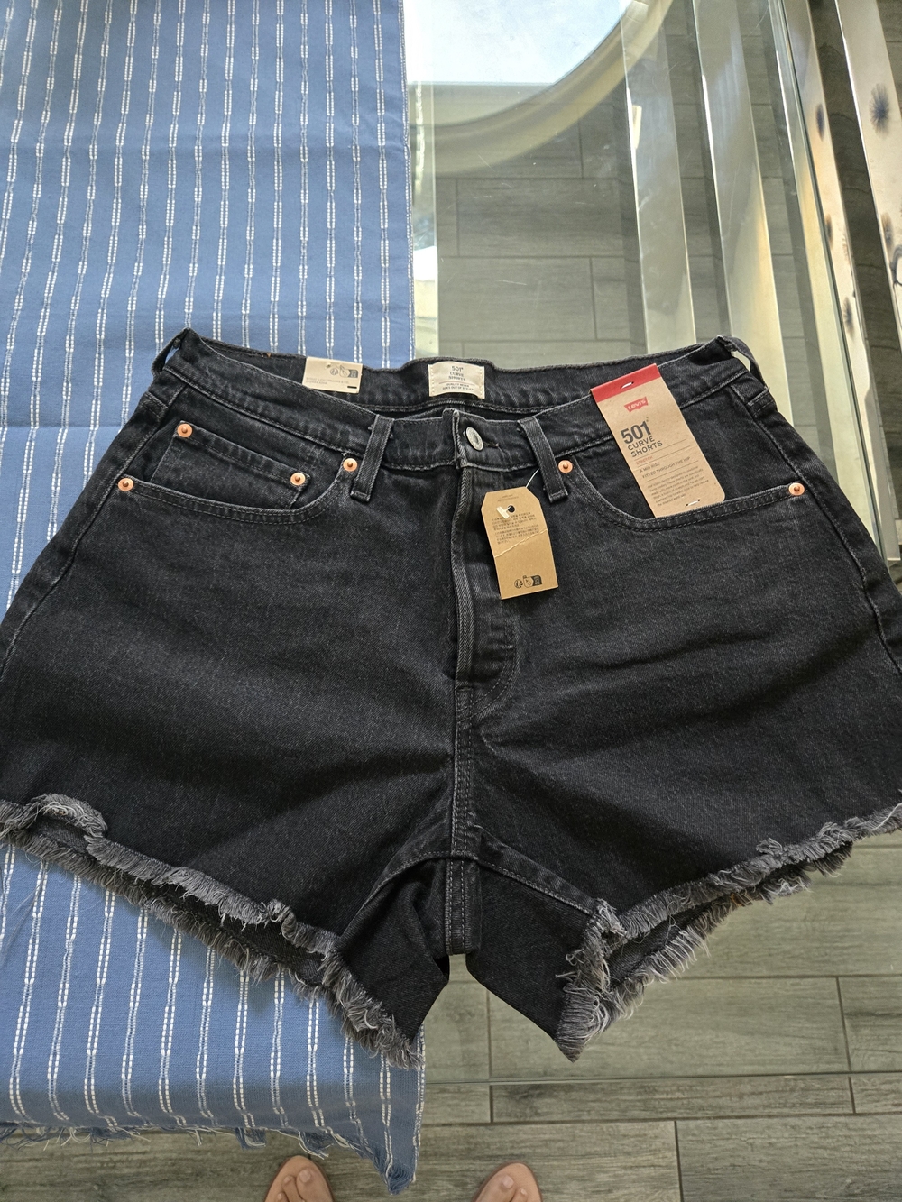 Levi's Black Frayed Hem 501 Women's Denim Shorts